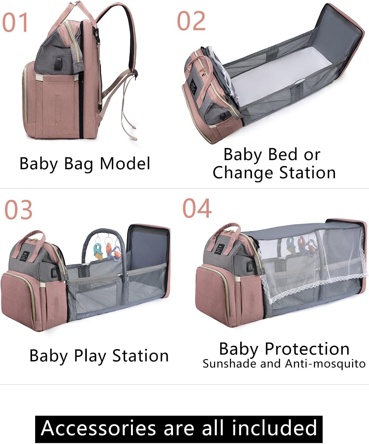 Diaper Bag Backpack with Changing Station
